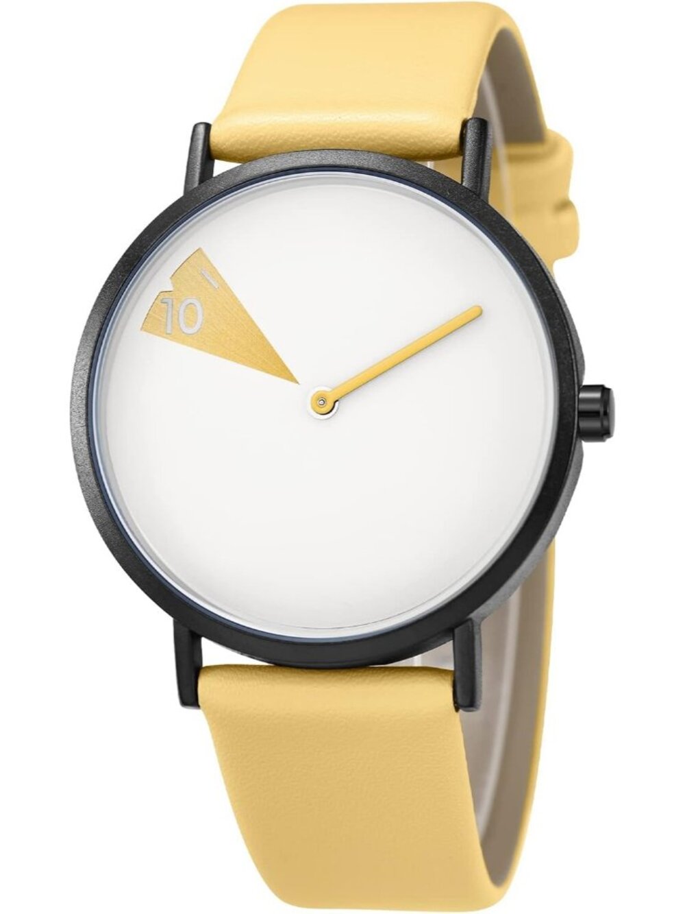 Women's Yellow White Creative Ultra-Thin Strap Fashion Quartz Minimalist Watch